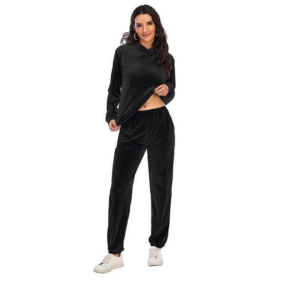 DODOING Velvet Track Suits for Women Set Velvet Tracksuit Sweatsuits Hoodie Jogger Tracksuit Set Sweatshirt & Sweatpants