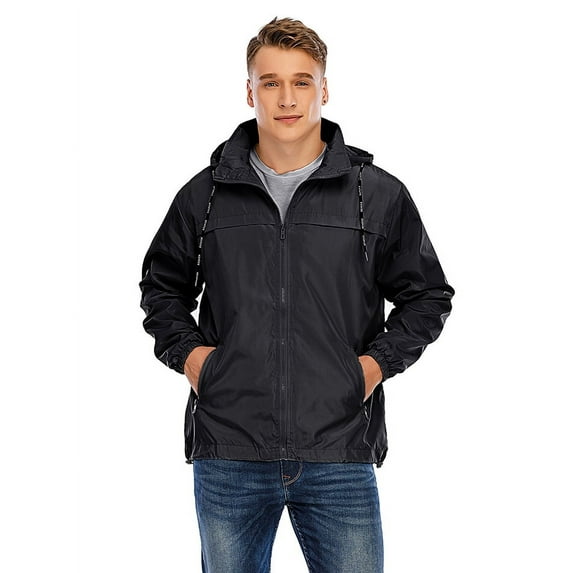 DODOING Men's Zips up Hooded Lightweight Windbreaker Jacket Outdoor Jackets Casual Outwear