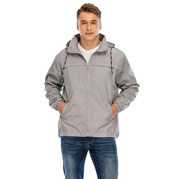 DODOING Windbreaker Jackets for Men iking Jacket Lightweight Windbreaker Jacket Waterproof Hooded Casual Outwear Black