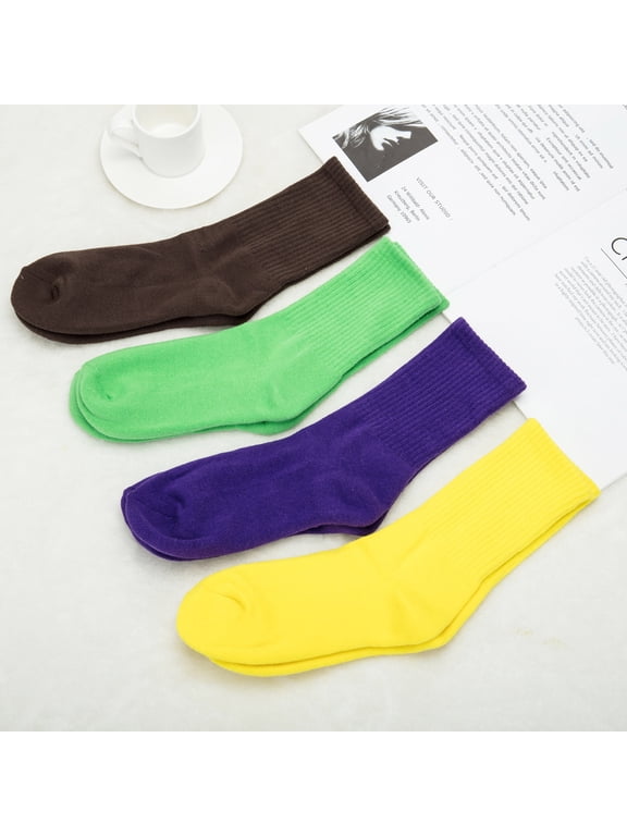 Women's 1 Pair Pack Solid Anti-Skid Soft Colorful Patterned Thicken Foot Bed Crew Socks