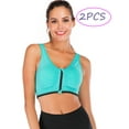 thumbnail image 1 of DODOING Women's 2 Pack Yoga Sports Bras Training Stretch Tank Top High Impact Padded Bra Front Zipper Closure with Removable Pads, 1 of 7