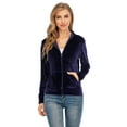 thumbnail image 1 of Women's Velour Jogging Zipped Hoodie, Fashion Sport Suit, Hoodie Sports Tracksuits Sport Tops(Only Tops), 1 of 6