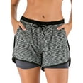 thumbnail image 1 of DODOING Women's Double layer Running Yoga Short Pants Workout Athletic Jogging Dolphin Shorts, 1 of 7