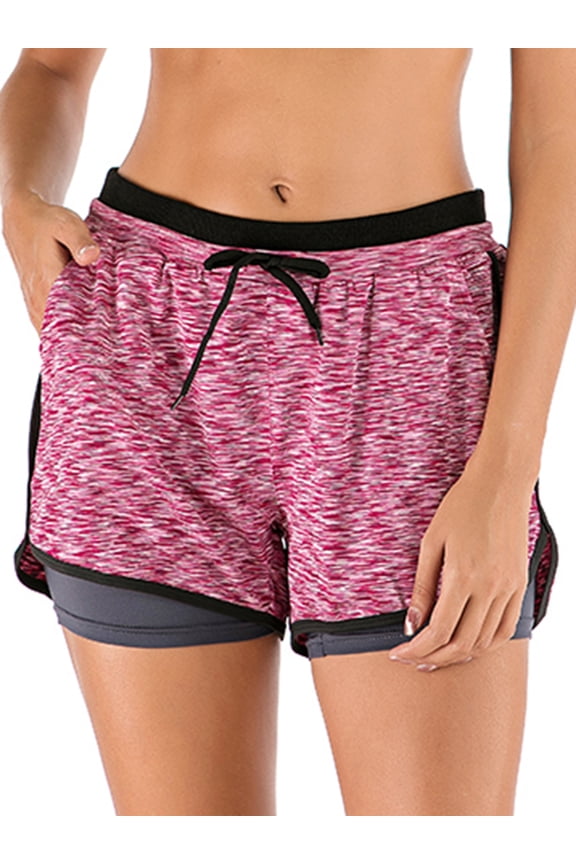 Women's Double layer Running Yoga Short Pants Workout Athletic Jogging Dolphin Shorts