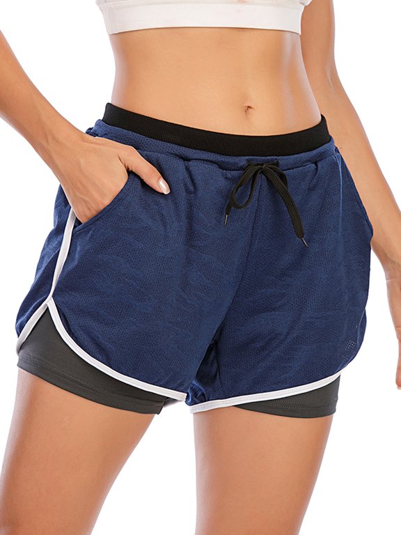 Women's Double layer Running Yoga Short Pants Workout Athletic Jogging Dolphin Shorts