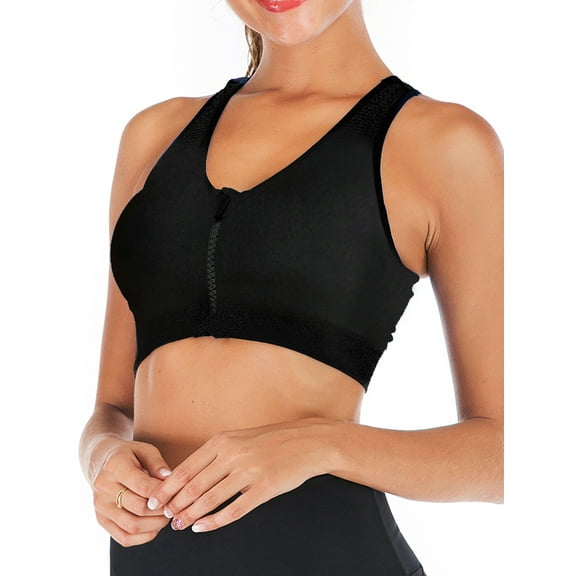 DODOING Women's Front Zipper Closure Sports Bra High Impact Support Racerback Workout Yoga Sports Bras