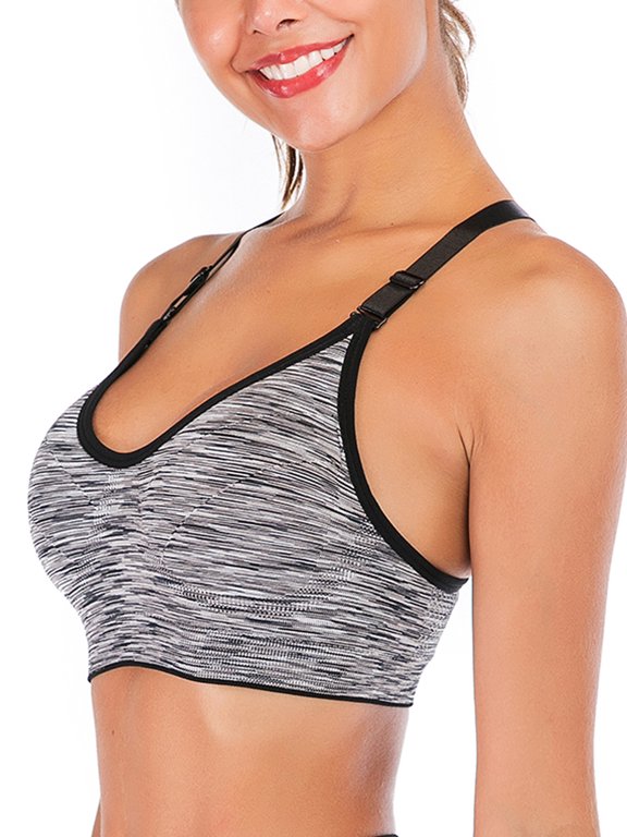 Women's High Support Sports Bra Fitness Yoga Stretch Tank Top Seamless Removeable Pads Bra