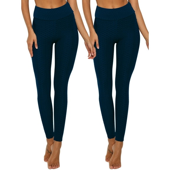 DODOING Women's High Waist Yoga Pants Tummy Control Workout Ruched Butt Lifting Stretchy Leggings Textured Booty Tights, Navy Blue/ Black/ Blue/ Grey/ Red/ Yellow/ Pink