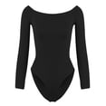 thumbnail image 1 of DODOING Women's One Piece Bodysuits Scoop Neck Long Sleeve Short Sleeve Bodysuits, 1 of 8