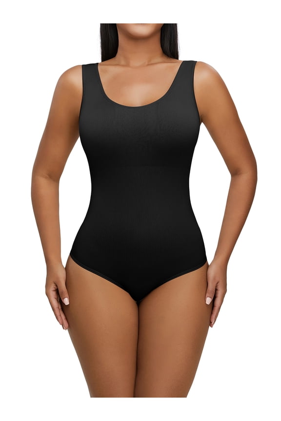 Women's One-Piece Bodysuits Sexy Ribbed Sleeveless Shapewear Tank Tops Bodysuits Body-shaping Underwear