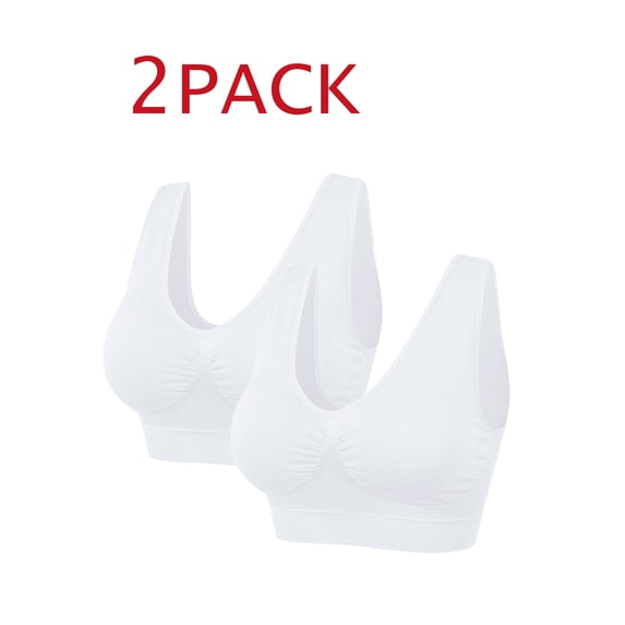 DODOING Women's Padded Sports Bras Medium Support Freedom Seamless Yoga Bra Plus Size 3XL-6XL 2 Pack for Women