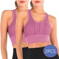thumbnail image 1 of DODOING Women's Seamless Sports Bra High Impact Mesh Openwork Workout Running Crop Tops Longline Yoga Bra 2 Pack, 1 of 7