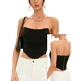 thumbnail image 1 of DODOING Women's Sexy Strapless Mesh Bustier Open Back Boned Corset Crop Top, Black/ White, S-3XL, 1 of 1