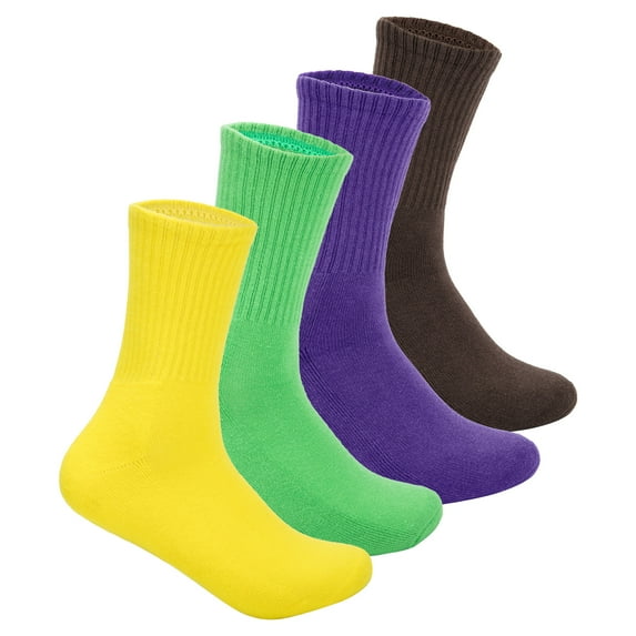 DODOING Women's Solid Anti-Skid Soft Colorful Patterned Thicken Foot Bed Crew Socks, 2-Pair Pack, Yellow/ Green/ Purple