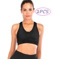 thumbnail image 1 of DODOING Women's 2 Pack Yoga Sports Bras Training Stretch Tank Top High Impact Padded Bra Front Zipper Closure with Removable Pads, 1 of 7