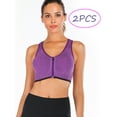 thumbnail image 1 of DODOING Women's 2 Pack Yoga Sports Bras Training Stretch Tank Top High Impact Padded Bra Front Zipper Closure with Removable Pads, 1 of 7