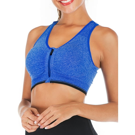 DODOING Women's Yoga Sports Bras Training Stretch Tank Top High Impact Padded Bra Front Zipper Closure