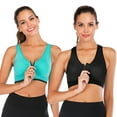 thumbnail image 1 of DODOING Women's Yoga Sports Bras Training Stretch Tank Top High Impact Padded Bra Front Zipper Closure, 1 of 4