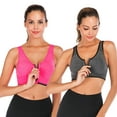 thumbnail image 1 of DODOING Women's Yoga Sports Bras Training Stretch Tank Top High Impact Padded Bra Front Zipper Closure, 1 of 8