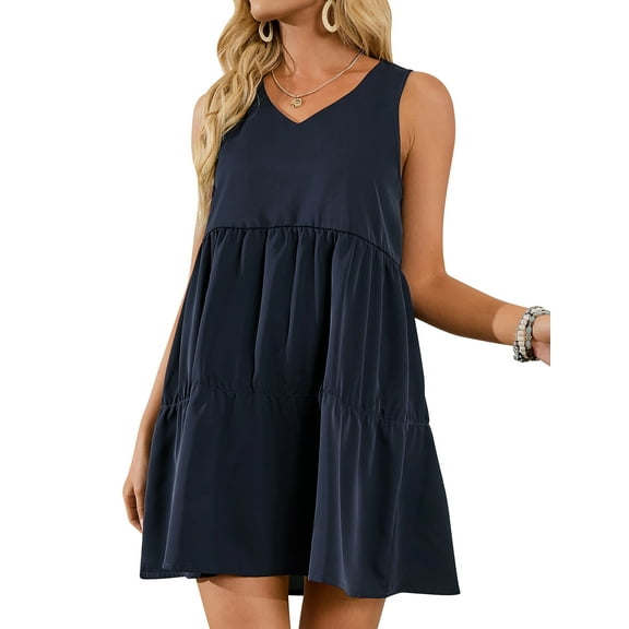 DODOING Womens Sleeveless Beach Dresses Loose Fit Swing Tunic Tops Irregular Hem Basic T Shirt 5 Colors for Choose