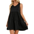 thumbnail image 1 of DODOING Womens Sleeveless Beach Dresses Loose Fit Swing Tunic Tops Irregular Hem Basic T Shirt 5 Colors for Choose, 1 of 8