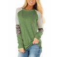 thumbnail image 1 of DODOING Women Long Sleeve Striped Pullover Leopard Color Block Tunic Blouse Leopard Loose T Shirt Casual Top, 1 of 2