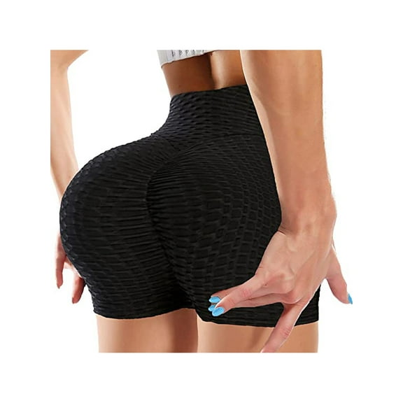 DODOING Womens High Waisted Yoga Pants Butt Lifting Tights Tummy Control Running Shorts, Black