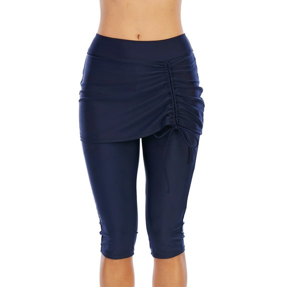 DODOING 1-2pcs Swim Shorts Knee Length Swim Pants Swim Skirt Long Boardshort Swim Leggings Swim Bottom Capris High Waisted Tankini Swimwear Shorts