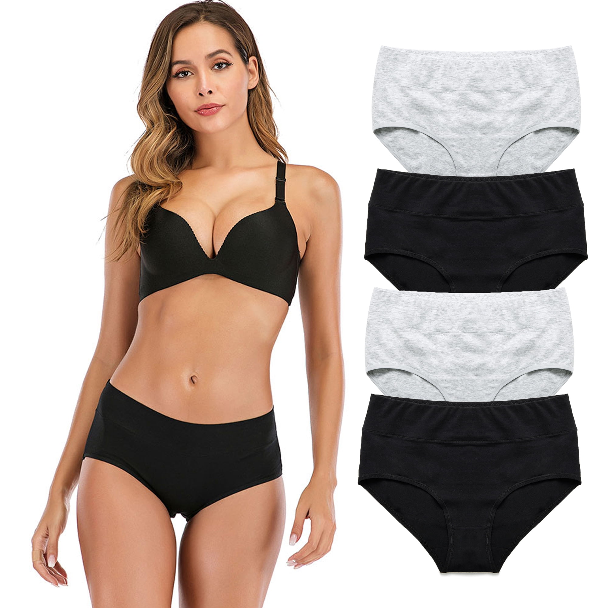 DODOING Womens Plus Size Underwear, High Waist Tummy Control Cotton