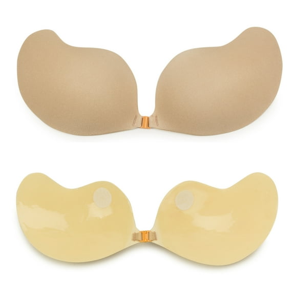 DODOING Womens Silicone Self Adhesive Invisible Bra Push Up Sticky Strapless Backless Beige