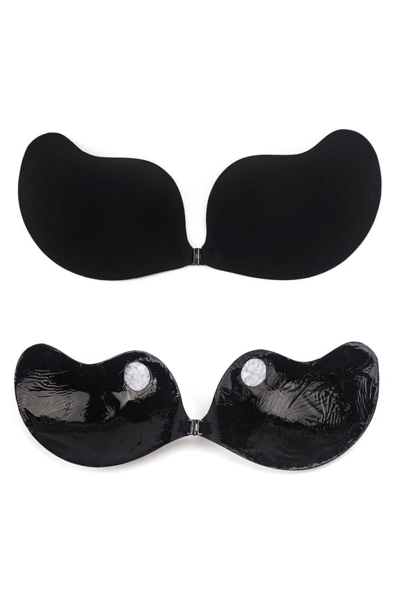Womens Push Up Sticky Strapless Backless Silicone Self Adhesive Invisible Bra for Wedding Gown, Low-cut Outfits
