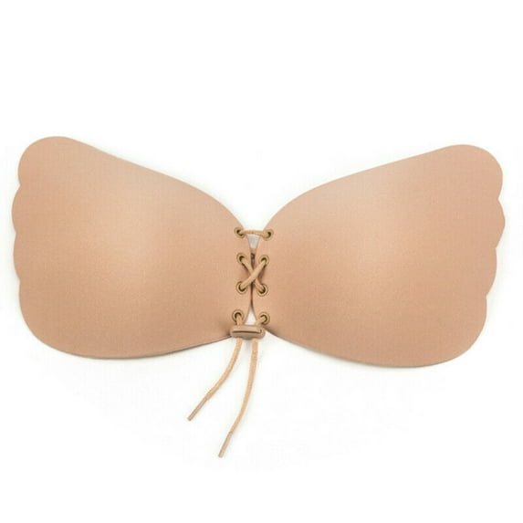 DODOING Womens Reusable Bra Strapless Backless Padded Push Up Bra Invisible With Drawstrings ABCDE Cup