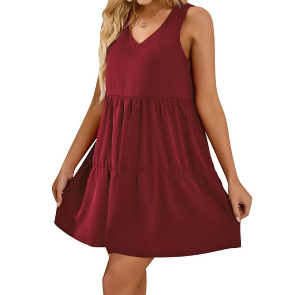 DODOING Womens Sleeveless Beach Dresses Loose Fit Swing Tunic Tops Irregular Hem Basic T Shirt 5 Colors for Choose