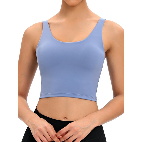 DODOING Womens Yoga Vests Sports Bra with Removable Pad Vest Sexy Camisole Spaghetti Strap Sleeveless Tank True Top