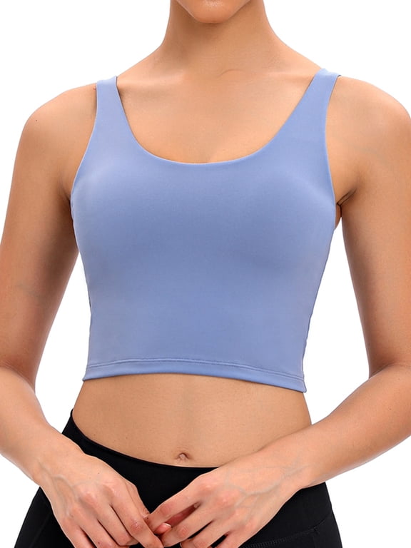 Womens Yoga Vests Sports Bra with Removable Pad Vest Sexy Camisole Spaghetti Strap Sleeveless Tank True Top