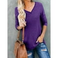 thumbnail image 1 of DODOING Womens Workout Tops Long Sleeve V Neck Tunic T Shirt Casual Loose Long Sleeve Basic Shirt Top Plus Blouse, 1 of 1