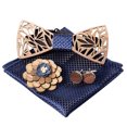 thumbnail image 1 of DODOING Wooden Bow Tie Men's Mens Handmade Bowtie with Square Scarf, Corsage and Cufflinks Wood Box Set, 1 of 6