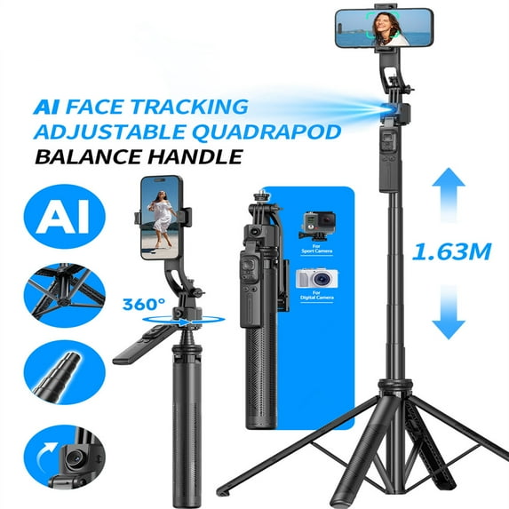 DODOUP 5 in 1 Selfie Stick Gimbal Stabilizer For Smartphone With Bluetooth Remote Intelligent AI Follow-Up Anti Shake Pan Tilt Tripod