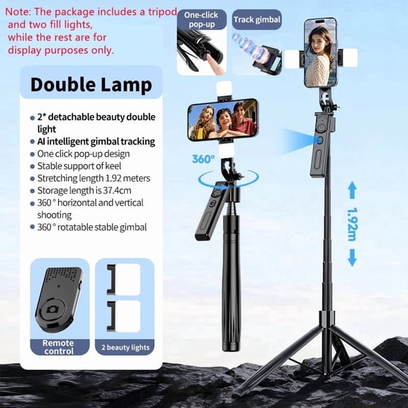 DODOUP AI Smart Gimbal Tripod Selfie Stick Foldable 360 Auto Follow-Up Face Tracking Gimbal All-in-one Phone Holder For smartphone