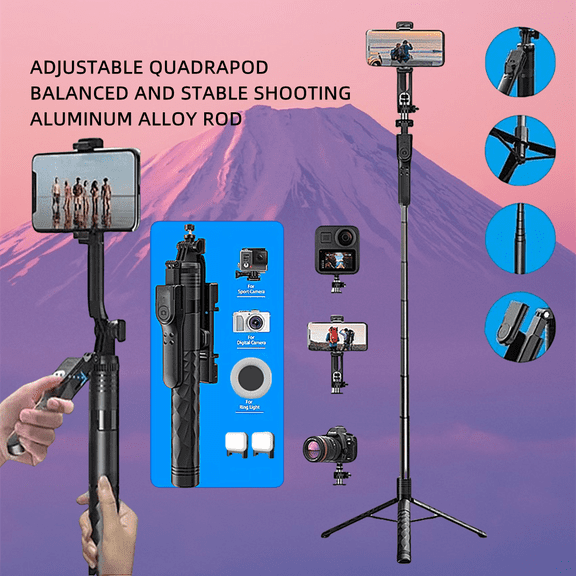 DODOUP Extendable 1.7m Tripod Selfie Stick Wireless Bluetooth Remote Portable Smartphone Tripod Stand Mount For iOS Android Phone
