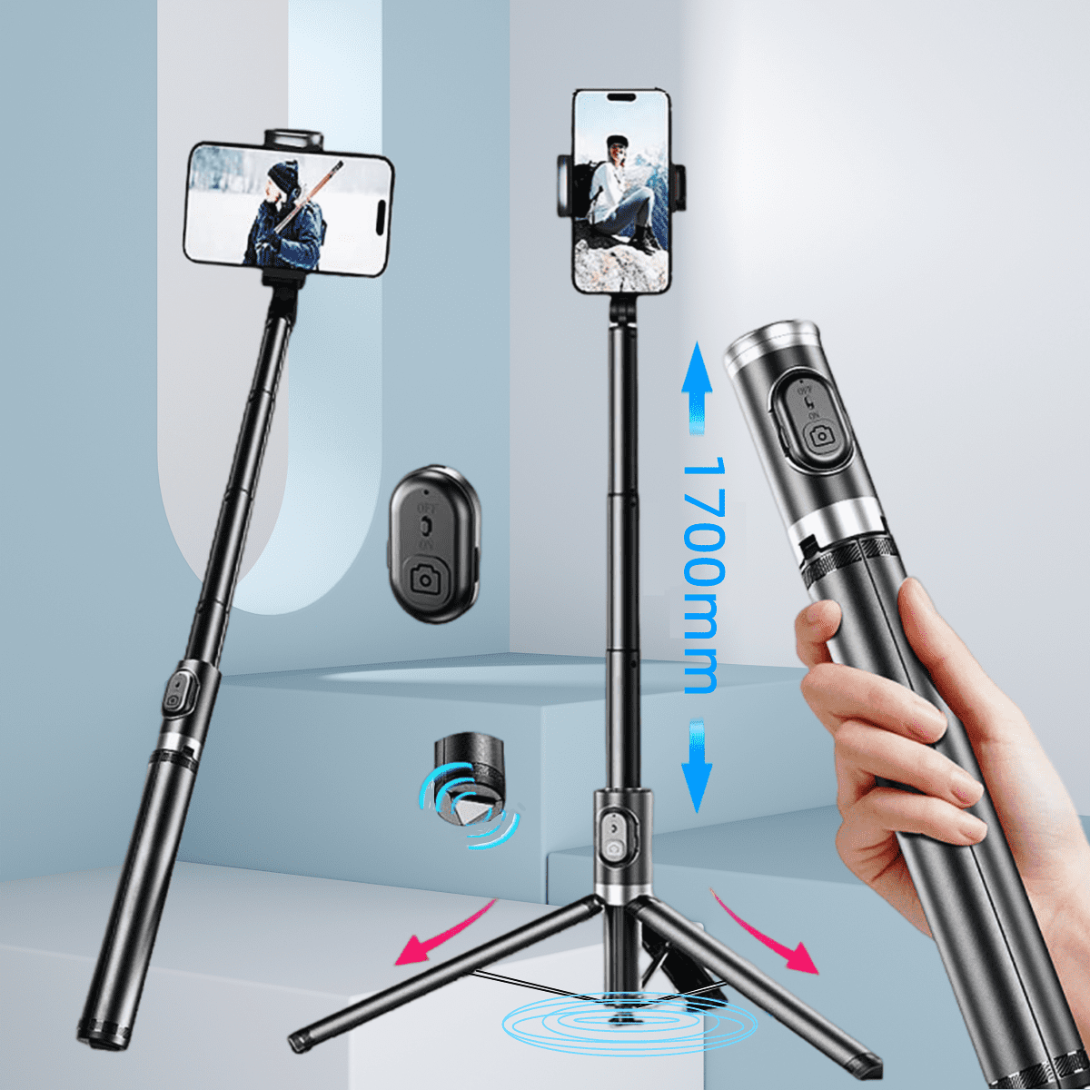 DODOUP Intelligent AI Follow-Up Anti Shake Pan Tilt Tripod Selfie Stick Gimbal Stabilizer For Smartphone With Bluetooth Remote