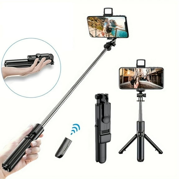 DODOUP Monopod Remote Shutter Fill Light for iPhone Samsung Xiaomi Phone Holder Mini Tripod Wireless Bluetooth Selfie Stick