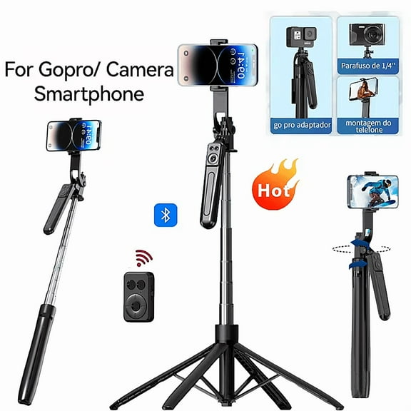 DODOUP Selfie Stick 1800mm Wireless Bluetooth Extended Tripod with Remote Shutter for Android IOS Cellphone Optional Light