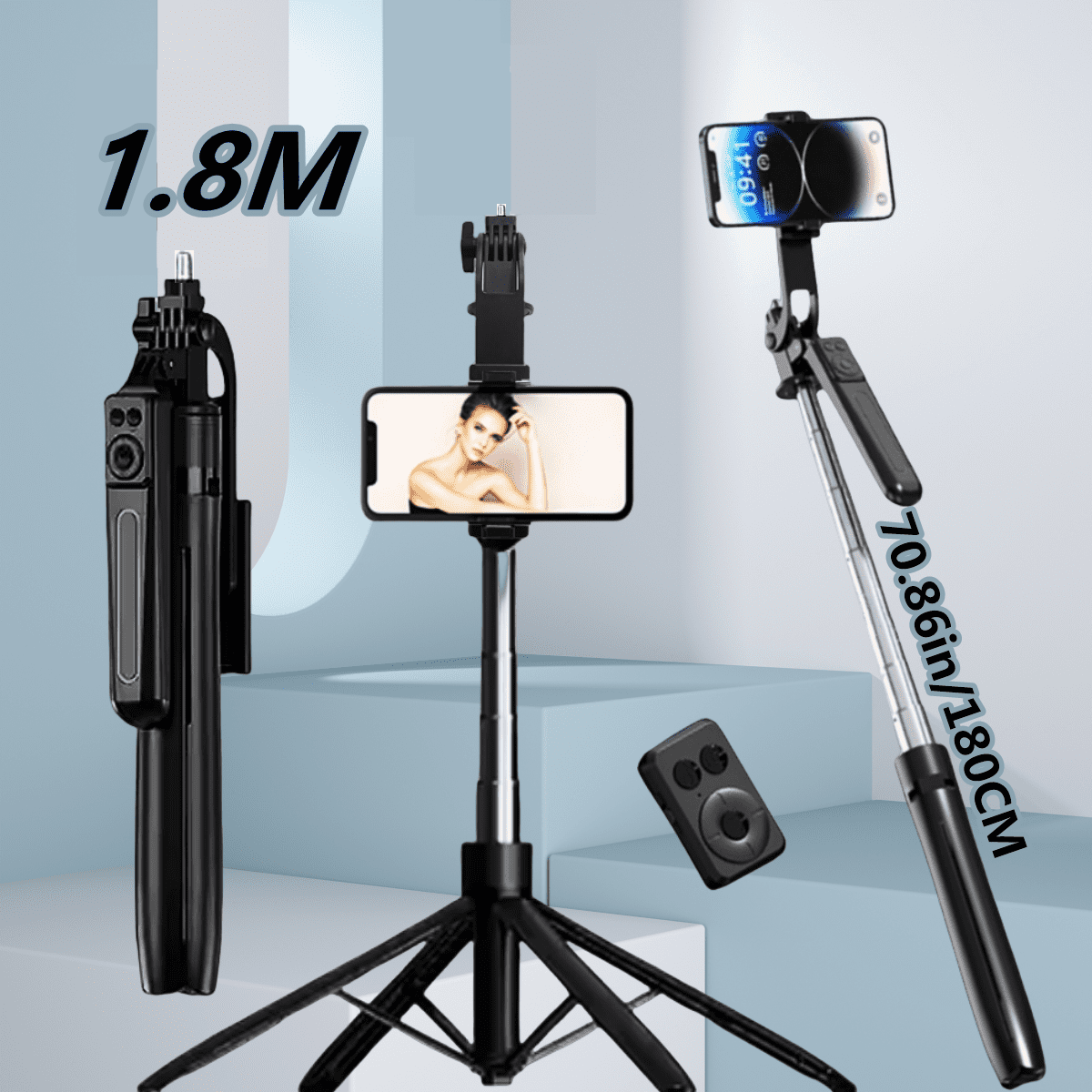 DODOUP Selfie Stick Tripod for iPhone 16 15 14 13 Pro Max Android Phone with Remote Control 1/4'' screw Holder