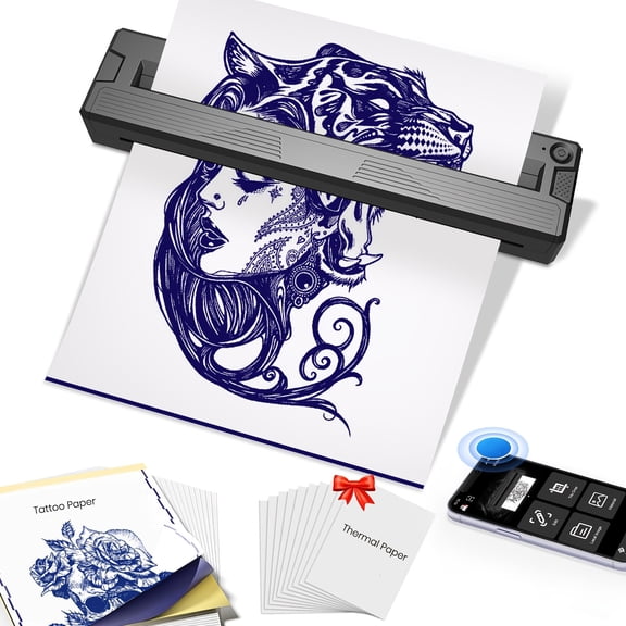 2026 New Tattoo Stencil Printer Machine for Tattoo Artists&Beginners,Compatible with Phone/Pc,Thermal Portable Inkless Wireless Printer