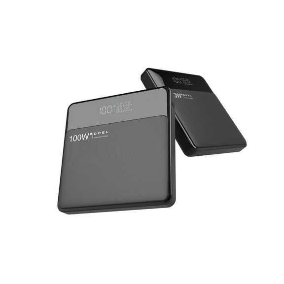 DOEL Power Bank,100W 20000Mah Portable Charger with PD Fast Charging 4-Output and digital display,Carbon Series Laptop Battery Pack for Macbook, iphone,ipad,Samsung,Steam Deck (Black)