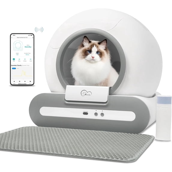 DOEL Self Cleaning Smart Cat Litter Box, 65L Automatic Cat Litter Box with APP Control and Integrated Safety Protection