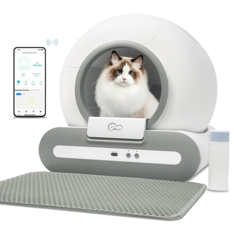 DOEL Auto Robot Cat Litter Box 65L Smart Tray with App Control Safety Protection Walmart