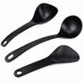 thumbnail image 1 of ABCISI Rice Paddle Spoon Set, Nonstick PPS Rice Scooper, Soup Ladle and Porridge Spoon for Rice, Soup, Potatoes and Everyday Cooking, Black, 3 Pcs, 1 of 6
