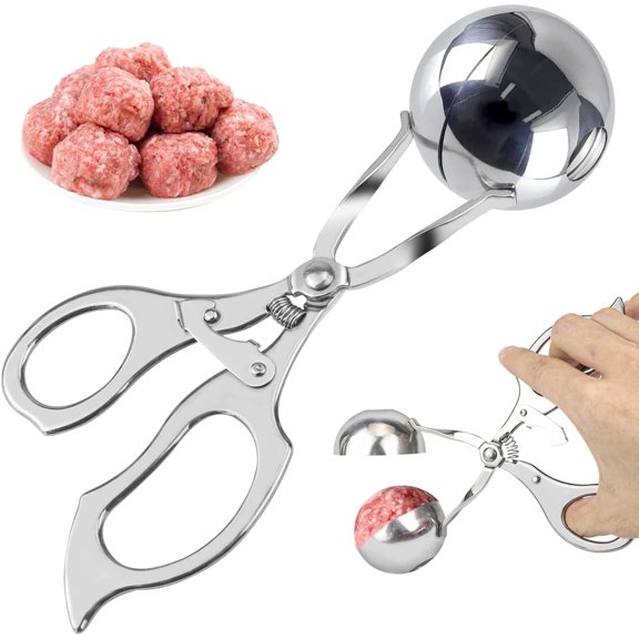 ABCISI Meatball Maker Stainless Steel Meat Baller Meatball Making Tool Ice Cream Scoop Disher Fruits Kitchen Tools, 4.5CM